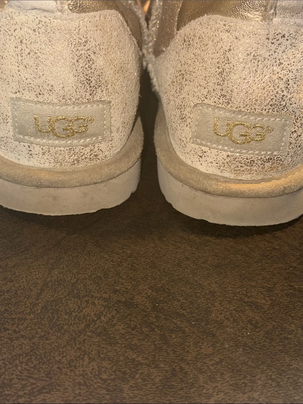 UGG Kids Metallic Gold Glitter Shearling-Lined Boots